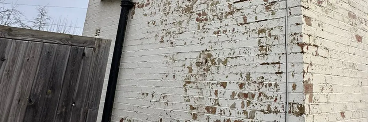Flaking paint on exterior walls